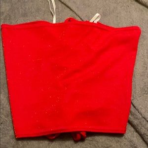 sparkly red tube top